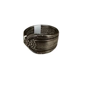 Floral Size 9 Sterling Silver Plated Spoon Ring
